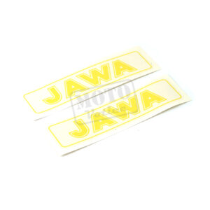 Samolepka na nádrž žlutá s nápisem "JAWA" 2ks Babetta