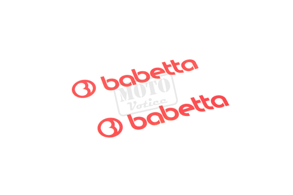 Samolepka na nádrž červená s nápisem "babetta" 2ks Babetta