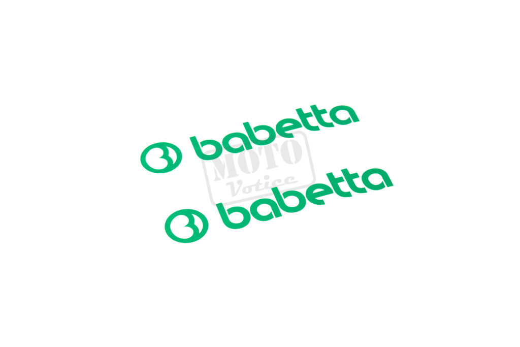 Samolepka na nádrž zelená s nápisem "babetta" 2ks Babetta