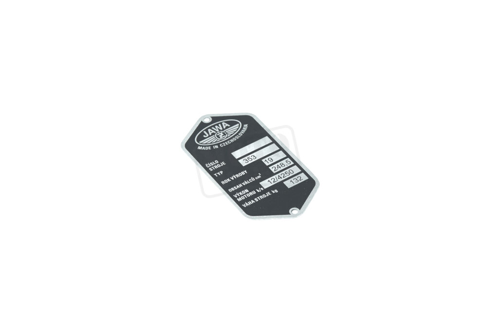 Typový štítek leptaný JAWA Kývačka 250/353 (12/4250)