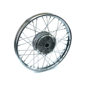 Kolo kompletní (chrom paprsky, nikl nyple, chromovaný ráfek 1,5-16", surový buben s ložisky) s páskem na nyplech Simson Enduro, Elektronik S51