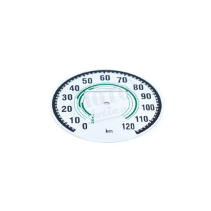 Ciferník tachometru zelený do 120km JAWA-ČZ 351, 352, 355, 356