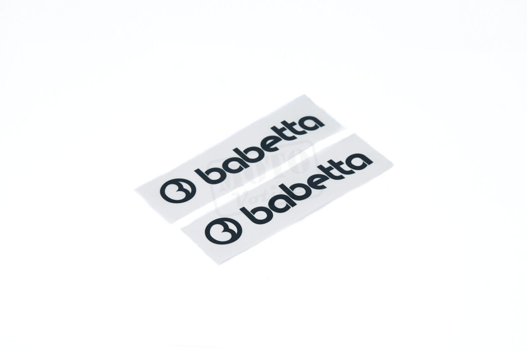 Samolepka/nálepka na nádrž černá s nápisem "Babetta" 2ks Babetta